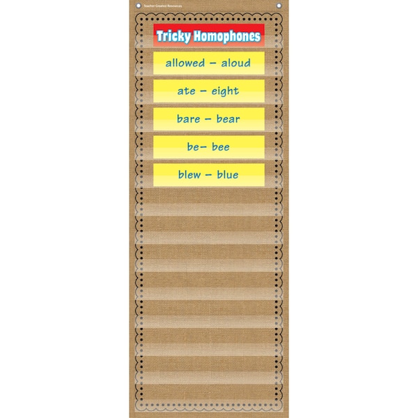 Teacher Created Resources 14-Pocket Pocket Chart, Burlap, 13 X 34